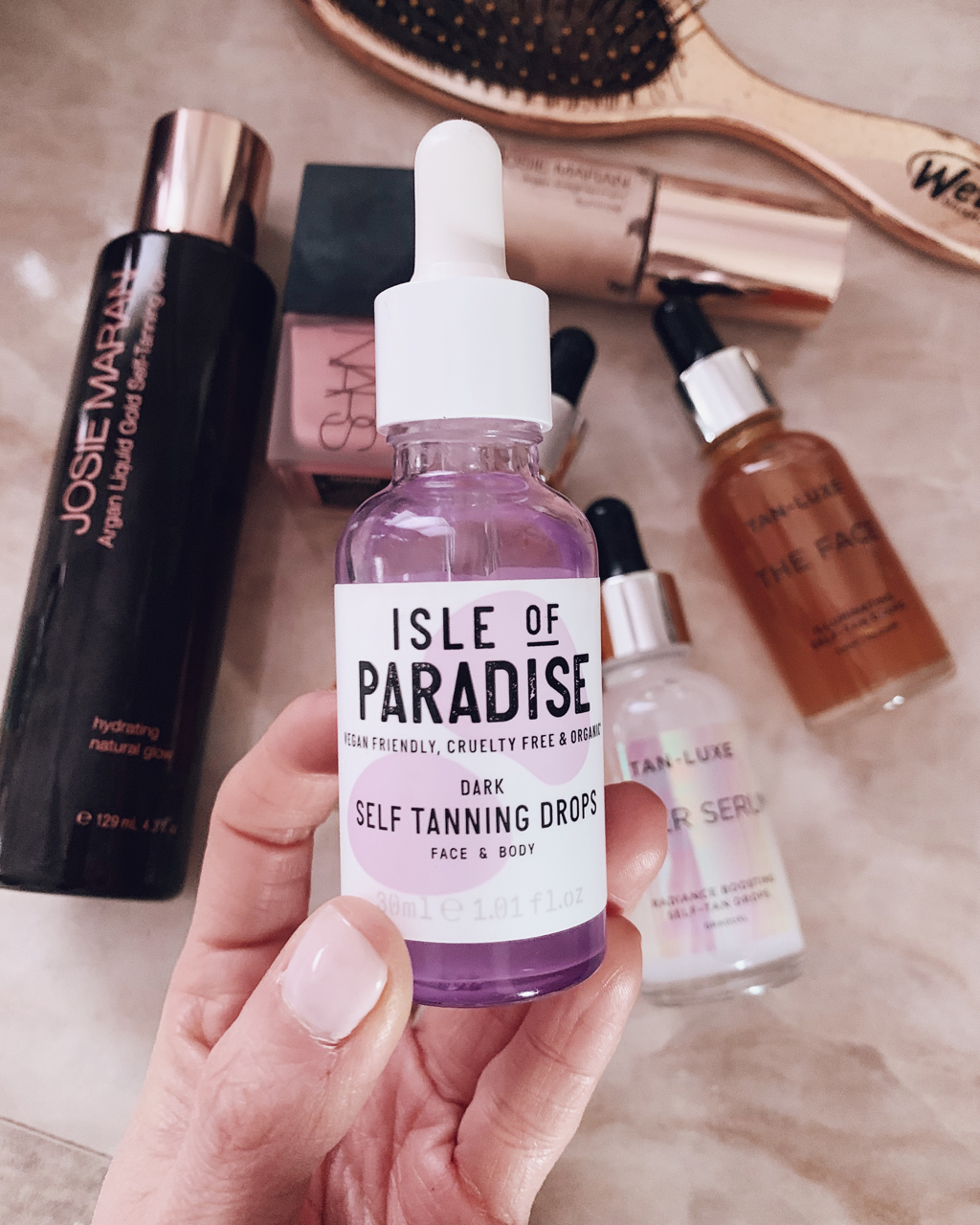 isle of paradise sunless tanning self tanner drops dark for face and body, sunless tanning routine and best self-tanner products, how to use