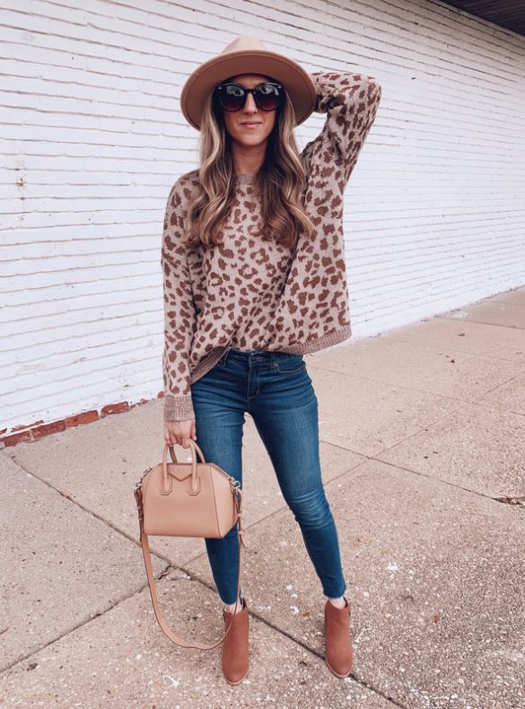 leopard print sweater outfit