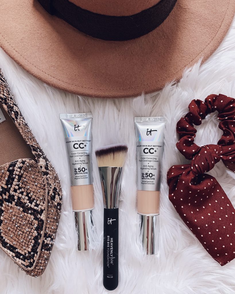 It cosmetics CC+ cream with SPF, guide to it cosmetics cc creams and foundations makeup how-to, heavenly bye bye foundation brush